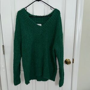 Aerie Green V-Neck Women Sweater